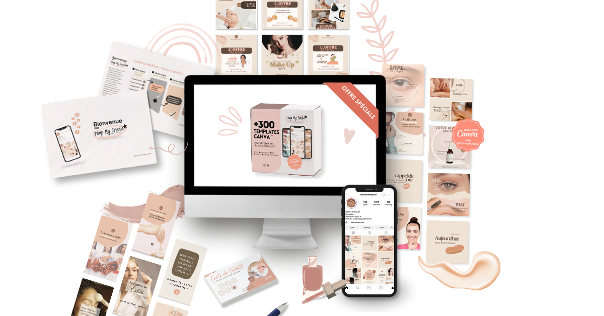 Pack de modèles canva pour instagram secteur beauté